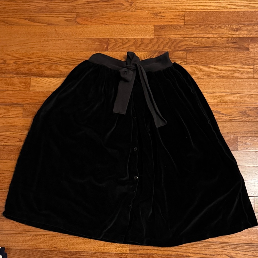 Vintage French Elegant Black Velvet Skirt M